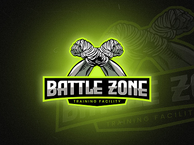 Battle Zone Training Facility | Mascot Logo Design bandages boxer boxing logo brand identity fist green and black logo illustration logo mascot training training facility