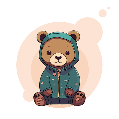 Little bear animal illustration poster vector