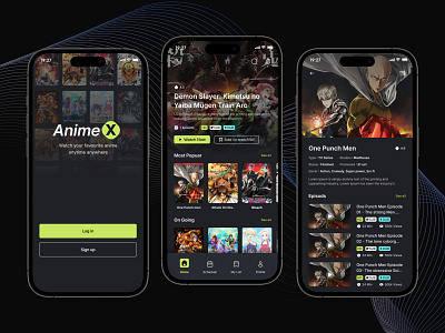 Mobile app Ui design "Animex app" anime apps design dark theme graphic design minimal mobile app design ui ui kits uiux user experience user interface