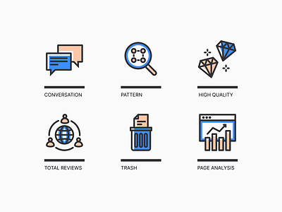 Icon Set | Page Analysis conversation fake review analysis high quality icon icon collection icon set icons icons set line icons page analysis pattern set total reviews trash