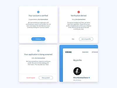Daily UI 011 — Flash Message (Error/Success) clean concept daily ui daily ui challenge dailyui error flash message minimal modal product design success ui ui design user profile ux design verify verify account verify flow verify profile virink
