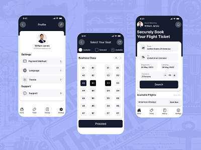Skybooker - Airplane Ticket Booking App app design mobile app ticket booking app ui