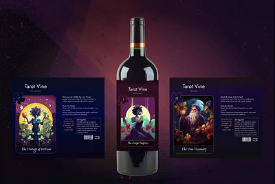 Tarot-Inspired Wine Label ai beverage branding chatgpt concept drink magic midjourney packaging tarot tarotcards ui wine winebottle winelabel
