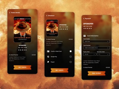 Daily UI 002 - Check out screens - Cinema Checkout app check out cinema dailyui design figma ui ux