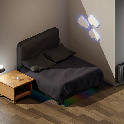 3D isometric bedroom 3d isometric modelling