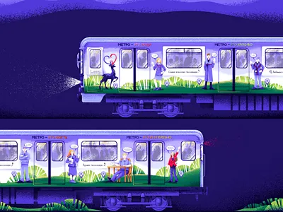 Train design visualisation animal character character design city design grain graphic design illustration man mascot metro nature rendering subway train transport underground visual identity visualization woman