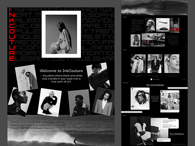 Landing page in black and white style - InkCouture design landing page websites