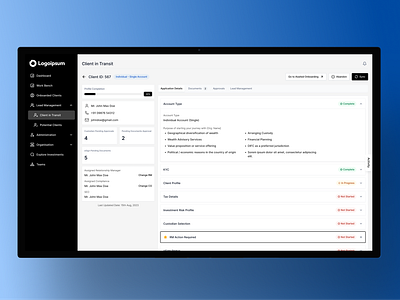 Financial User Profile dashboard finance profile ui ux