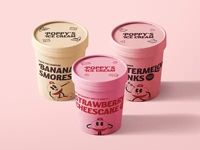 Poppy's Ice-cream pt.1 brand identity branding design graphic design icecream illustration packaging