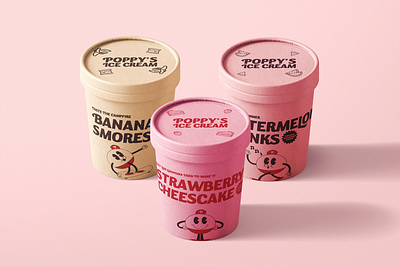 Poppy's Ice-cream pt.1 brand identity branding design graphic design icecream illustration packaging
