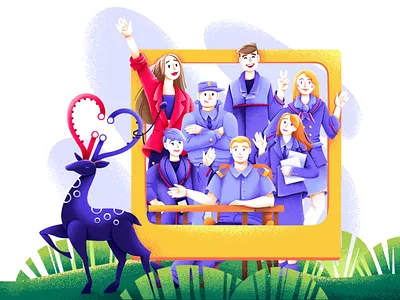 Character design for metro animal character character design deer design female character girl grain illustration male character man mascot metro nature people subway transport underground visual identity woman