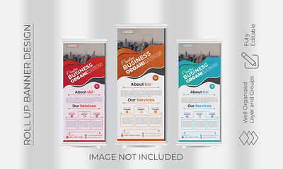 Modern corporate colorful roll-up standee banner design template agency banner corporate design discount graphic design marketing minimal promotion roll up template