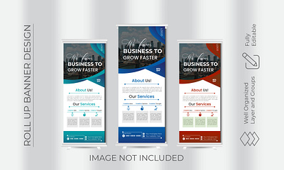 Modern corporate colorful roll-up standee banner design advertisement agency banner corporate design display graphic design modern professionl rack card roll up roll up banner signage template