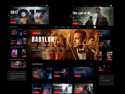 Cinestream - Movie Streaming Website branding landing page ott web design