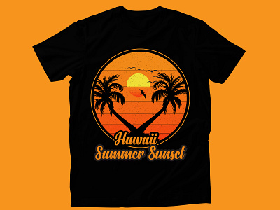 Vintage Sunset T-shirt Design tropical beach