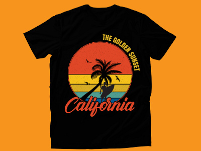 Vintage sunset T-shirt Design tropical beach