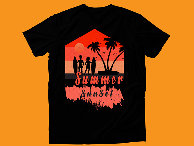 Vintage sunset T-shirt Design tropical beach