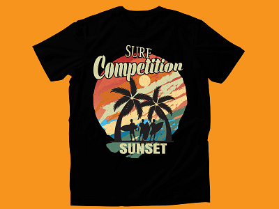 Vintage sunset T-shirt Design tropical beach