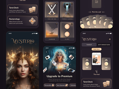 UI For Tarot App v.2 app astrology design graphic design horoscope illustration tarot tarot cards ui ux uxui