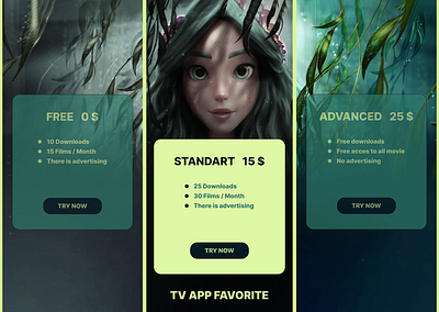 Pricingls for TV app design ui design