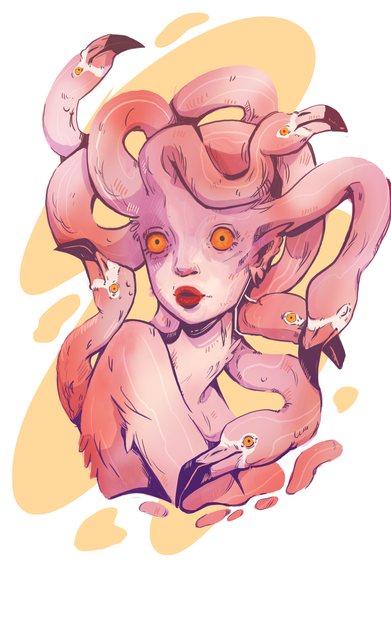 Flamingo Girl 2d artwork digital art flamingo illustration psychedelic tshirt