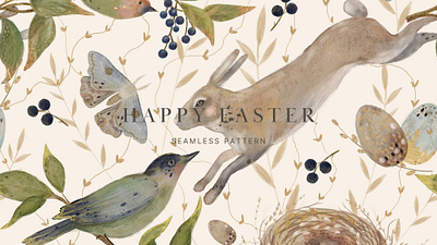 Happy easter adobephotoshop animal bird botanical color design fabric graphic design homedecor illustration print textil wallpaper watercolour