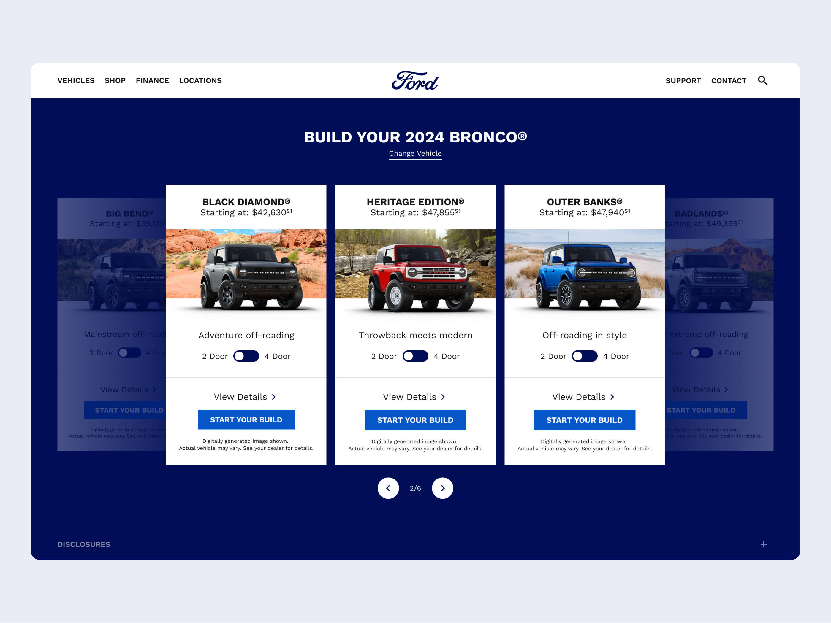 Ford Bronco Builder UI bronco cards design ford mock up simple slider ui user interface web web design website