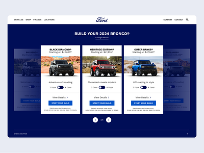 Ford Bronco Builder UI bronco cards design ford mock up simple slider ui user interface web web design website