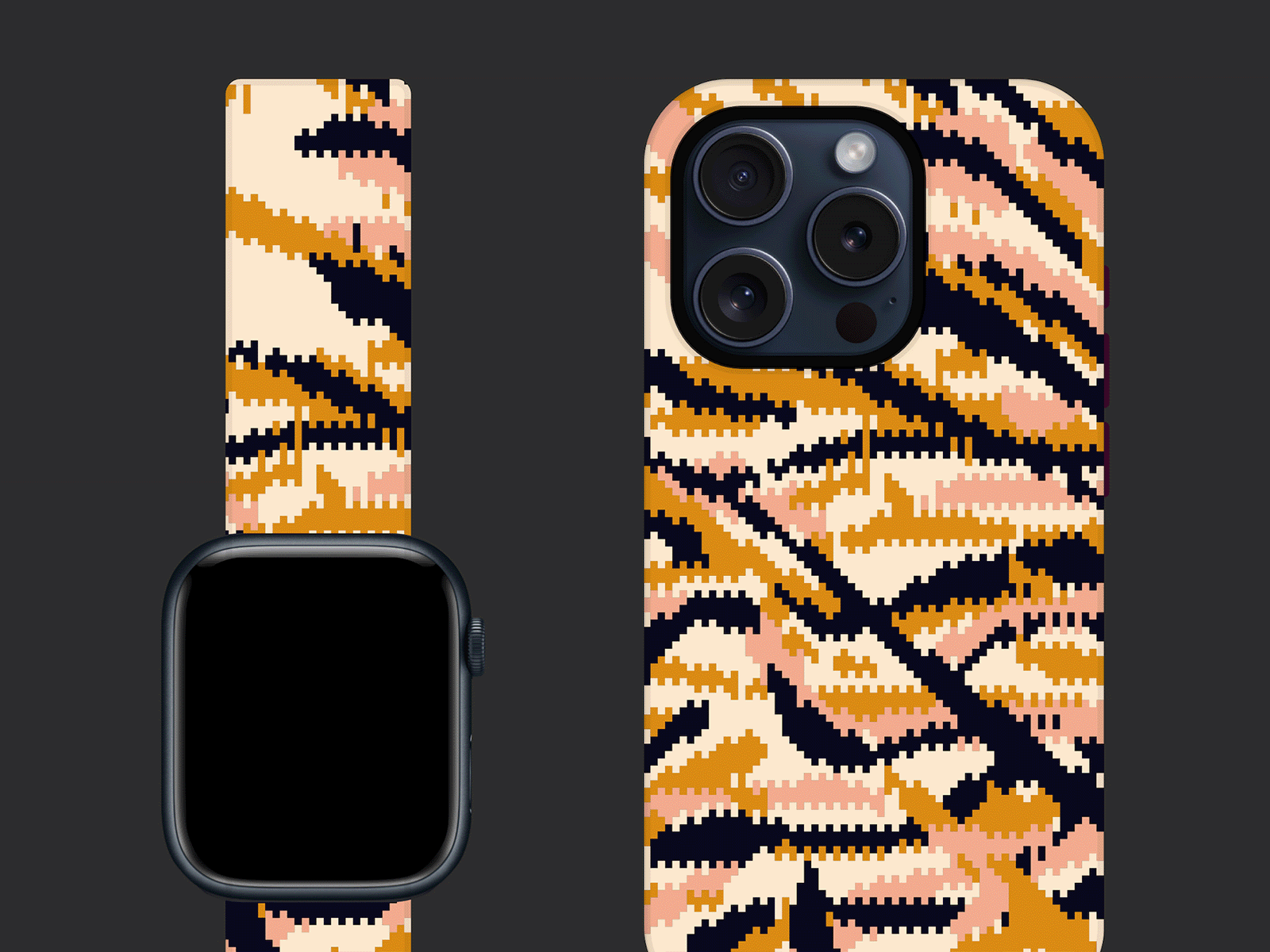 Pitaka phone case and watch band applewatch band case force glitch iphone nature pattern pitaka