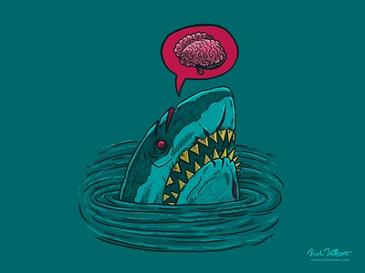 Zombie Shark brains great white shark halloween horror illustration illustrator macabre shark undead walking dead zombie zombie shark