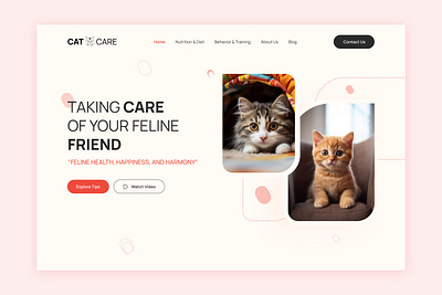 Cat Care Website Header Design adobe cat care design figma header hero illustration landingpage ui ui design ui ux user interface web design