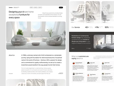 Zaniture - Furniture Website branding furniture furniture website hanz sofyan hanznvx home interior minimalist pillow sofa typography ui website