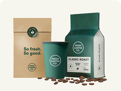 Fresh Coffee Co. app brand brandguide branding graphic graphic design logo packaging socialmedia ui uiux