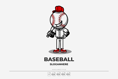 Baseball Mascot Logo baseball baseball mascot logo branding cartoon design graphic design icon illustration logo mascot vector