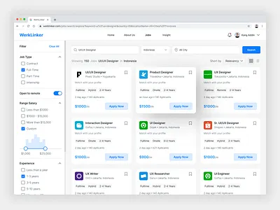 WerkLinker - Job Finder Dashboard application career dashboard dashboard design design find job find work hire hiring hiring platform job job listing job search jobfinder ui vacancy website work