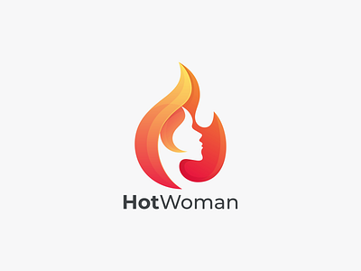 Hot Woman branding design graphic design hot woman icon illustration logo woman fire coloring