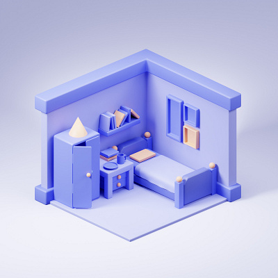Bed Room - 3D Isometric 3d
