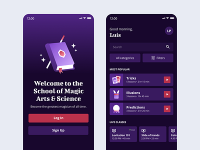 Magic School App app app design illustration magic mock up school simple ui user interface