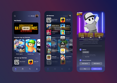 Top up Gaming (Dark mode) - Mobile Apps graphic design product design ui user interface visual design