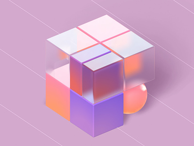 3D Glass Cube 3d 3d design cube glass interaction spline ui design ui ux