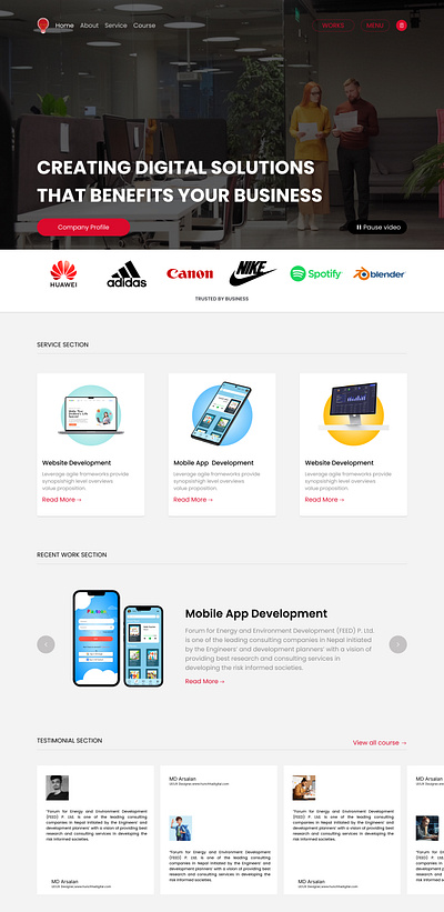Web design of Hunchha Digital Agency branding graphic design landing page logo ui ui design uiux