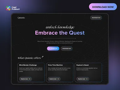 Quiz Website - Glowing & Gradient Style darkmode design glowing gradient quiz web quizz ui ui design ui ux website