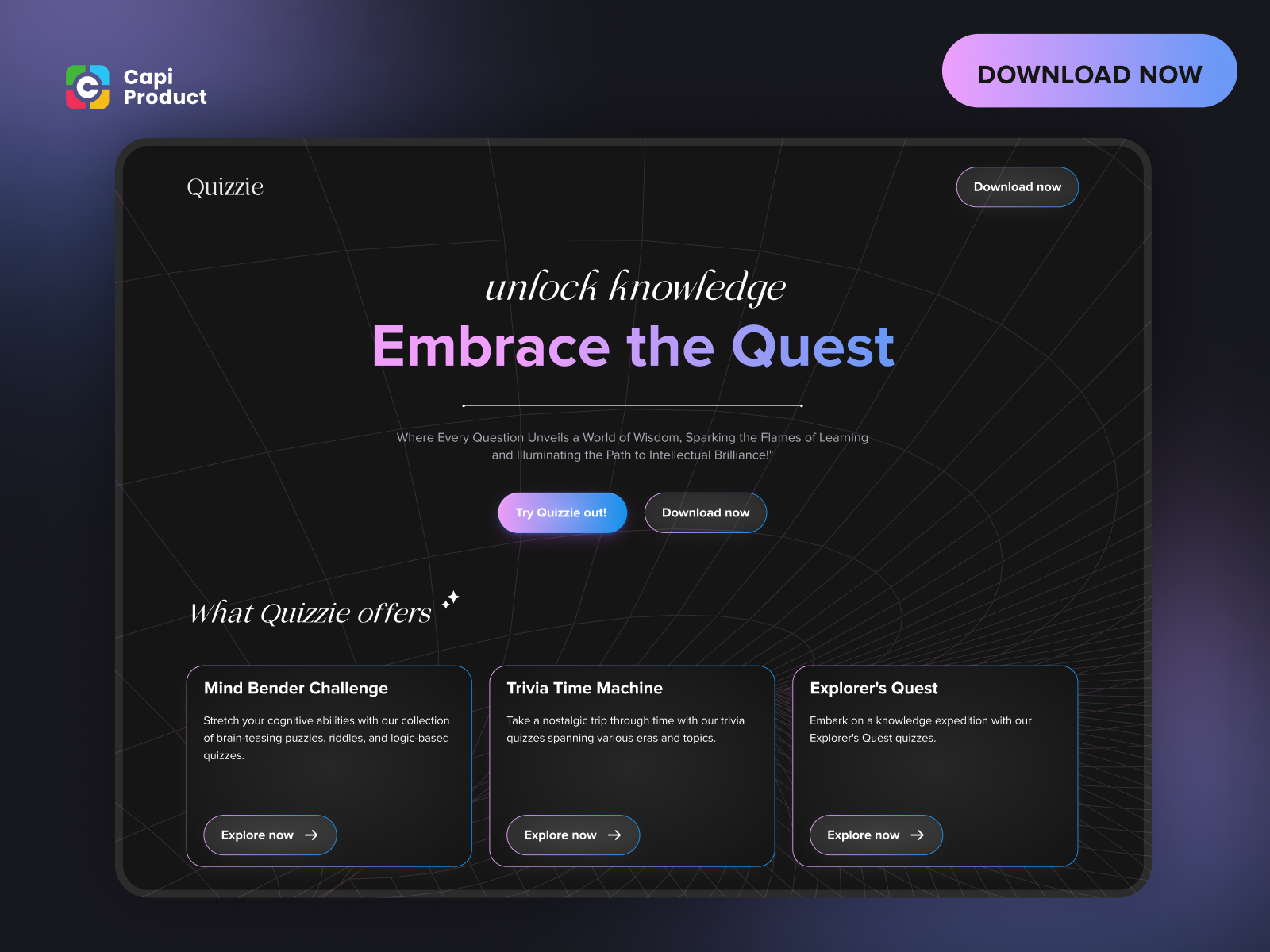 Quiz Website - Glowing & Gradient Style by Capi Product on Dribbble