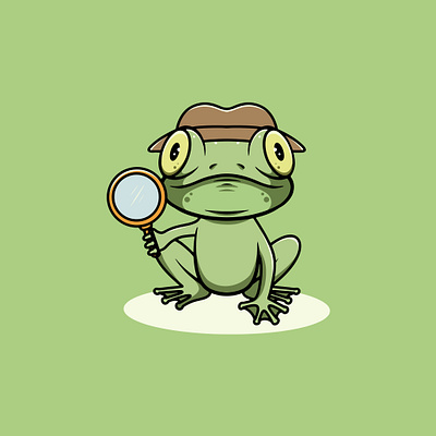 Cute Frog Detective Cartoon Illustration undercover