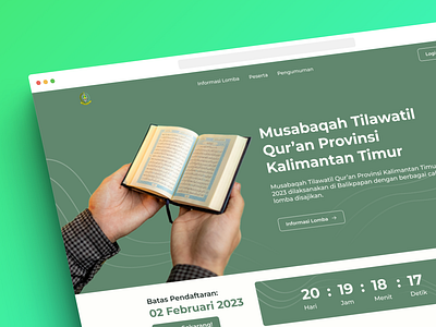 Landing Page Website MTQ Provinsi Kalimantan Timur announcement app design app figma information landing landing page ui ui design web design website