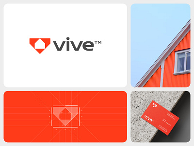 Vive™ - Real Estate Logo & Brand Identity Design branding construction construction logo design design icon logo logo design logo designer minimal real estate real estate logo symbol v v home logo