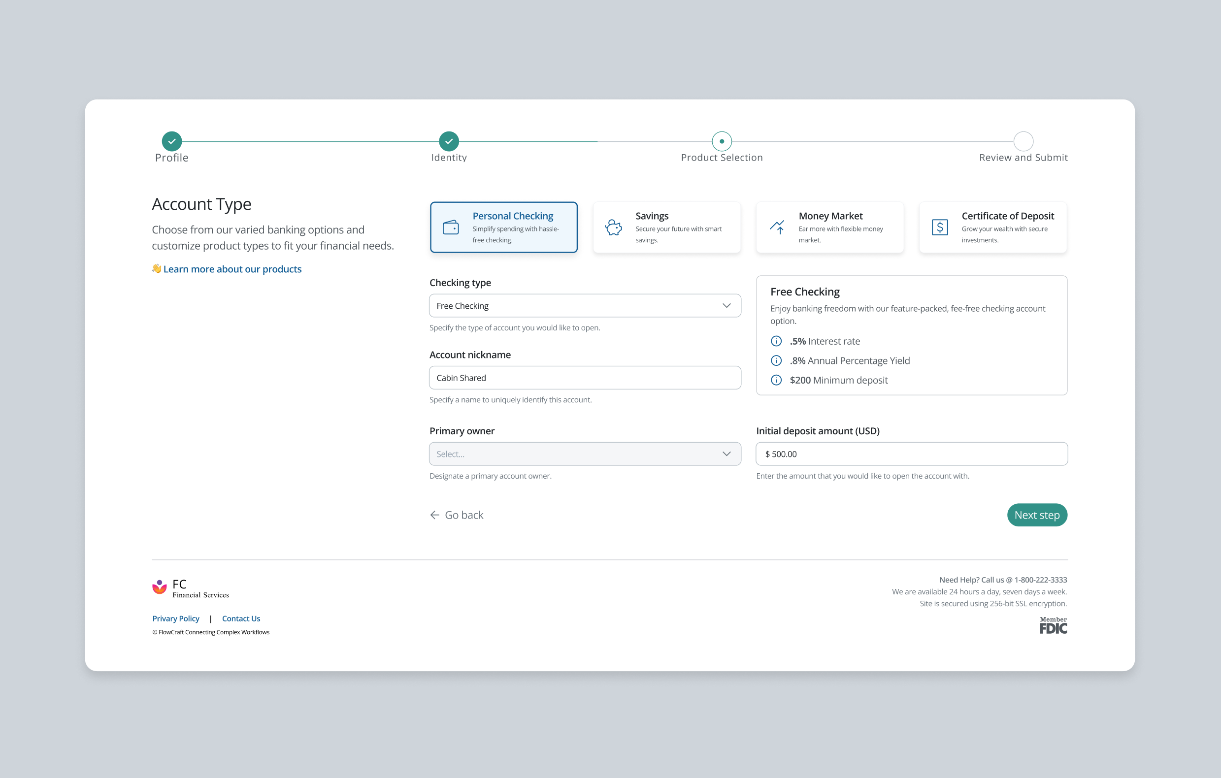 Consumer Bank Account Opening account account opening application bank bank account opening banking banking web app fintech interface modern online banking sass two columns ui ux webabb