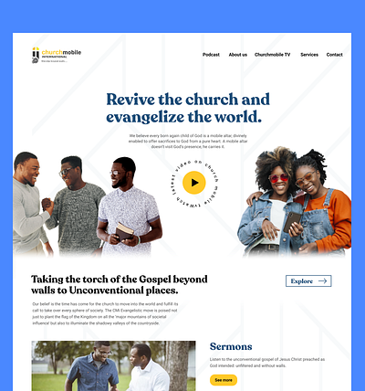 Website design for an online church. church churchwebsite community creative hero section homepage landingpage modern retro webdesign