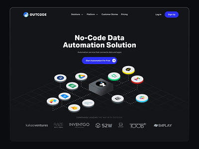 Outcode Redesign - Lottie Animations animation animation design automate automation code illustration json landing page lottie lottiefiles motion motion graphics no code outcode ui