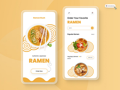 Ramen App Design 3d animation art branding digitaldesign flatdesign food app graphic design illustration innovationsync logo mobile motion graphics nft product design shopify typography ui vector webdesign